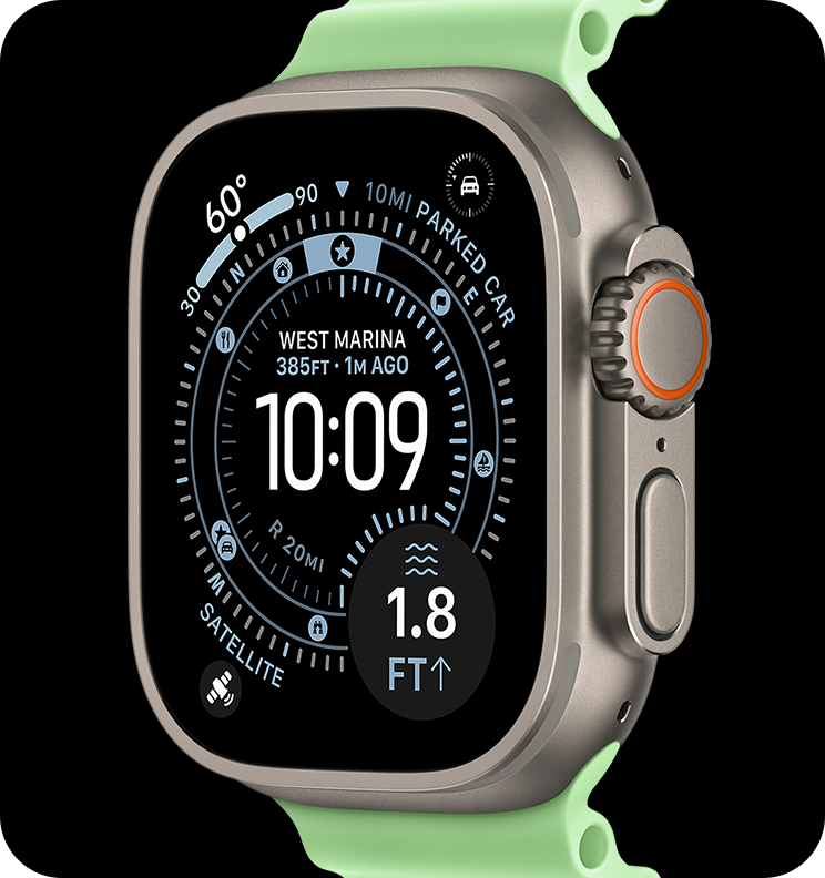 Apple Watch Ultra 3 in titanium with an Ocean Band